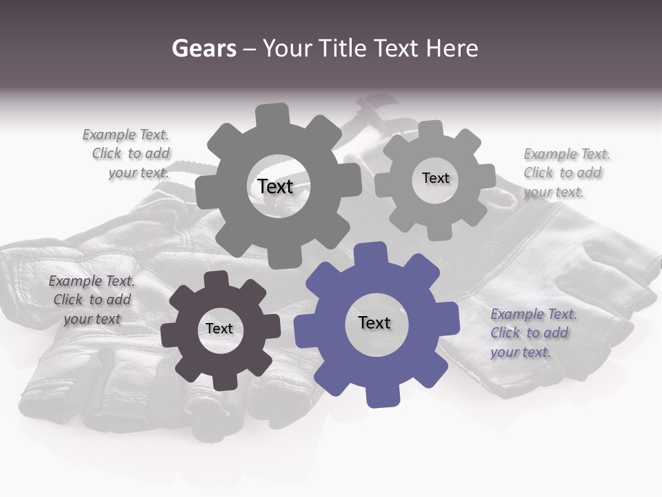 Motorcycle Protective Wear: Black Short Gloves, Isolated On White PowerPoint Template