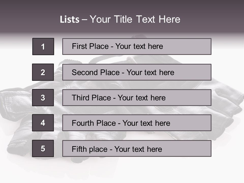 Motorcycle Protective Wear: Black Short Gloves, Isolated On White PowerPoint Template