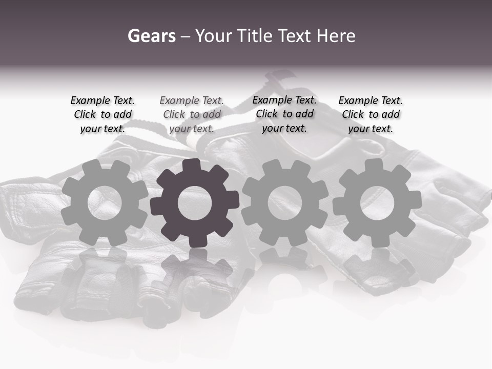 Motorcycle Protective Wear: Black Short Gloves, Isolated On White PowerPoint Template