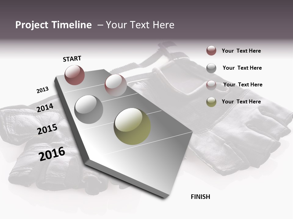 Motorcycle Protective Wear: Black Short Gloves, Isolated On White PowerPoint Template