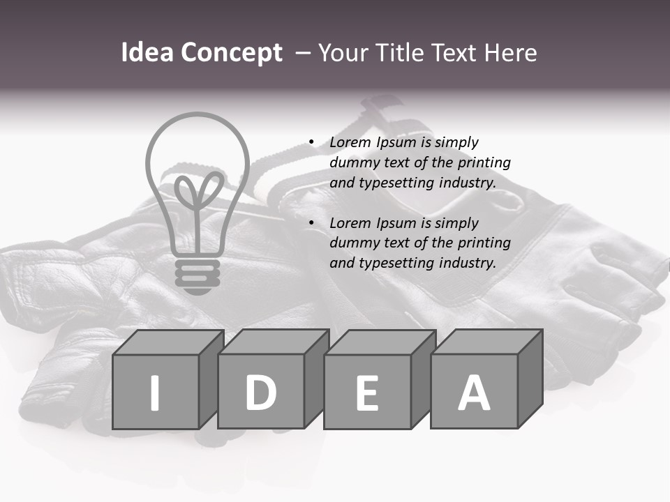 Motorcycle Protective Wear: Black Short Gloves, Isolated On White PowerPoint Template