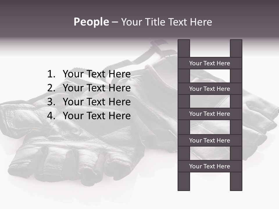 Motorcycle Protective Wear: Black Short Gloves, Isolated On White PowerPoint Template