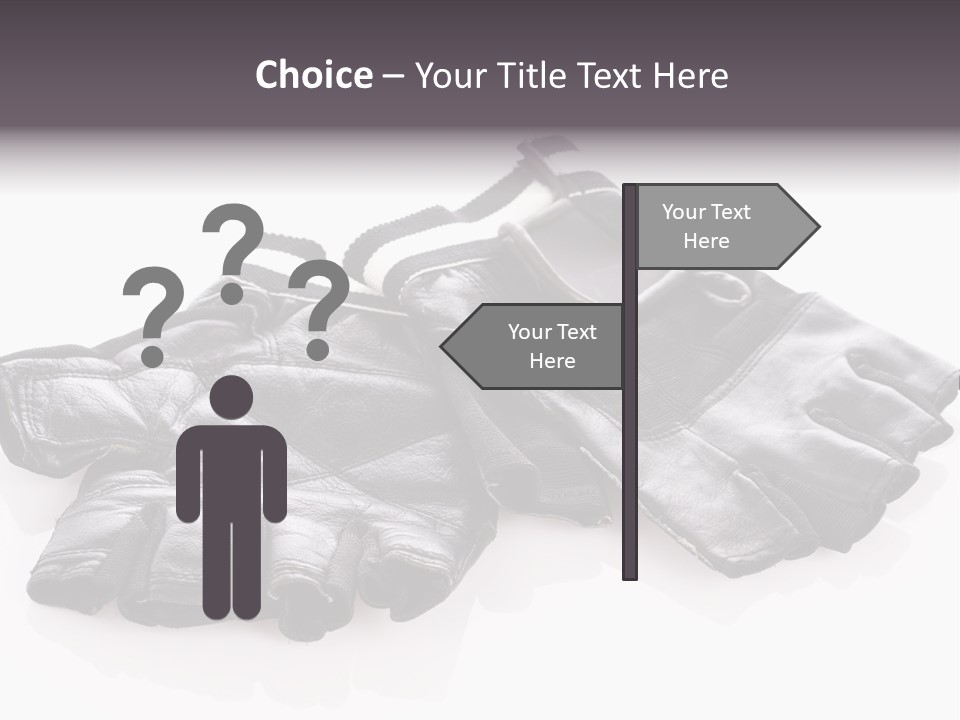 Motorcycle Protective Wear: Black Short Gloves, Isolated On White PowerPoint Template