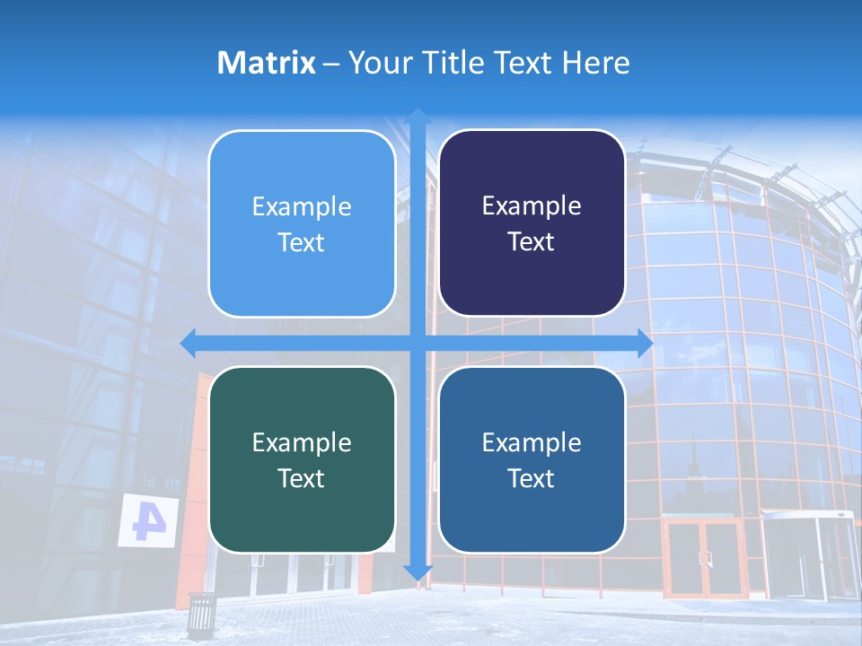 View To Enter To Modern Trade Center With Orange Door PowerPoint Template
