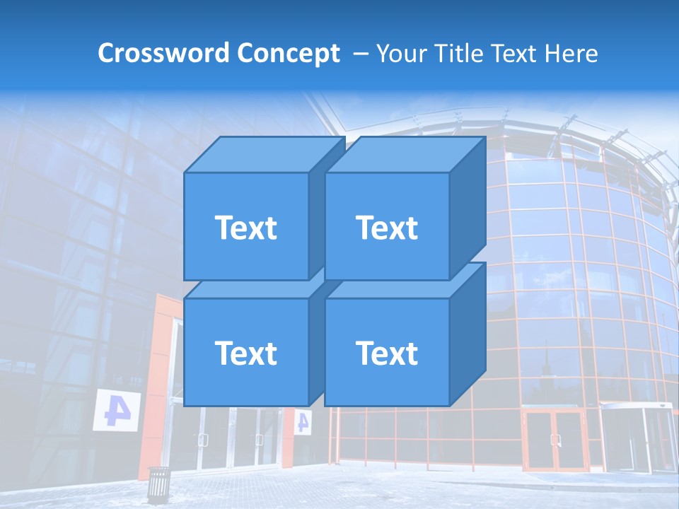 View To Enter To Modern Trade Center With Orange Door PowerPoint Template