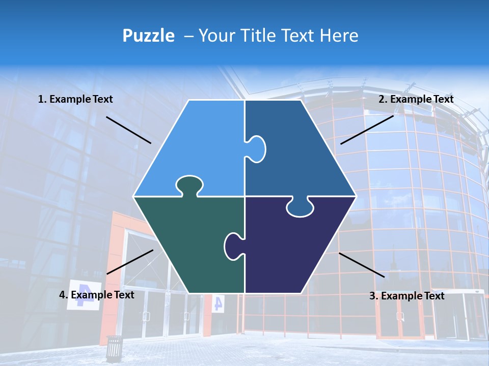 View To Enter To Modern Trade Center With Orange Door PowerPoint Template