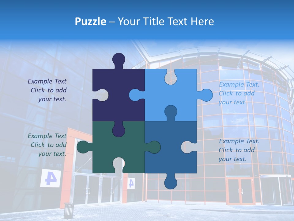 View To Enter To Modern Trade Center With Orange Door PowerPoint Template