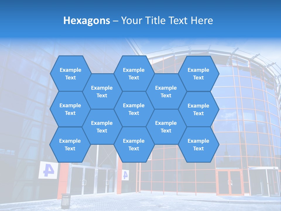 View To Enter To Modern Trade Center With Orange Door PowerPoint Template