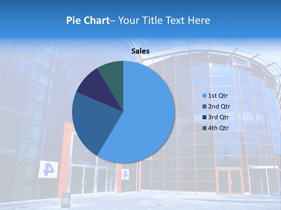 View To Enter To Modern Trade Center With Orange Door PowerPoint Template