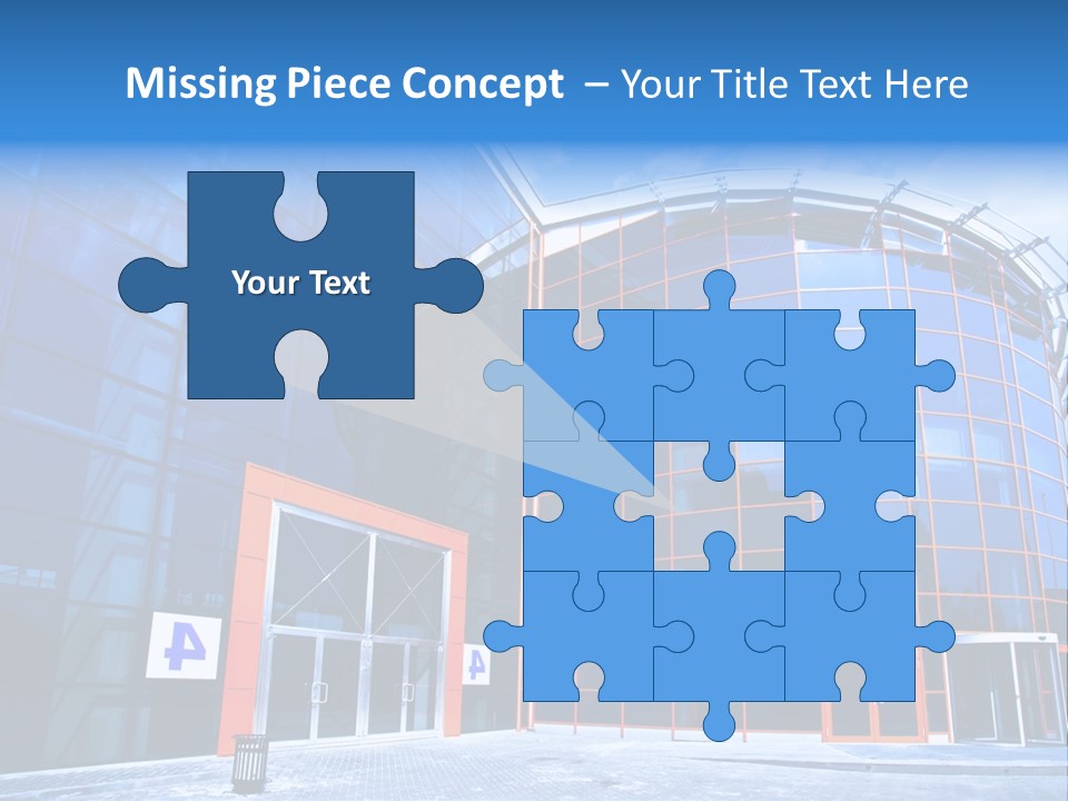 View To Enter To Modern Trade Center With Orange Door PowerPoint Template