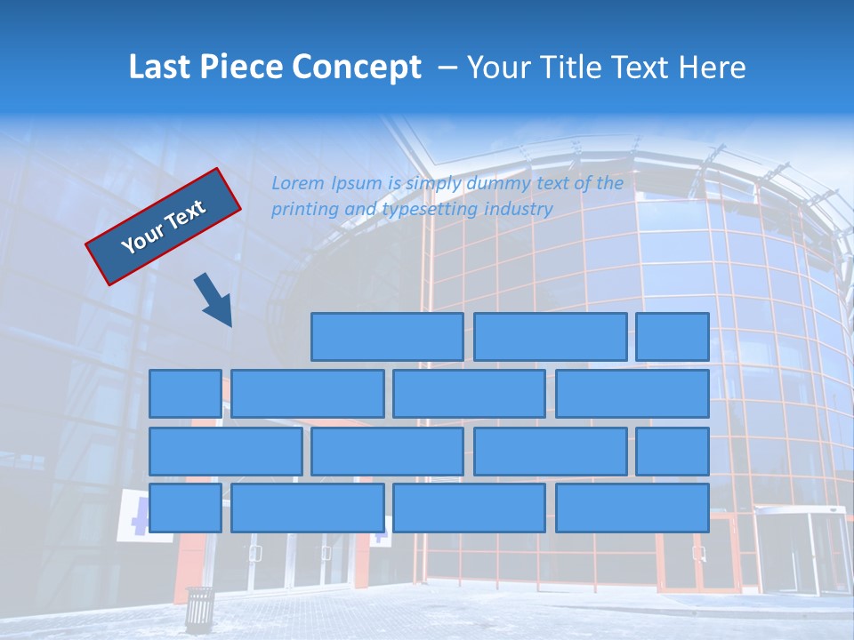 View To Enter To Modern Trade Center With Orange Door PowerPoint Template