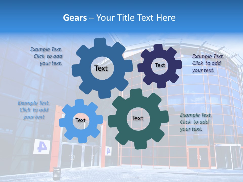 View To Enter To Modern Trade Center With Orange Door PowerPoint Template