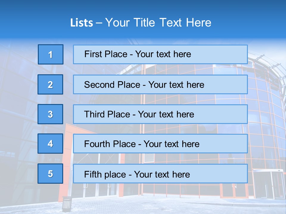 View To Enter To Modern Trade Center With Orange Door PowerPoint Template