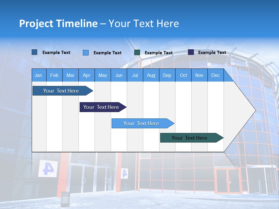 View To Enter To Modern Trade Center With Orange Door PowerPoint Template