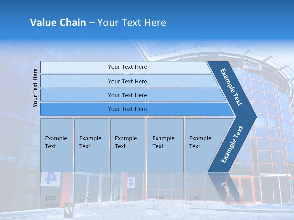 View To Enter To Modern Trade Center With Orange Door PowerPoint Template
