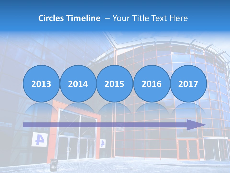 View To Enter To Modern Trade Center With Orange Door PowerPoint Template