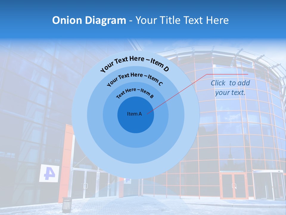 View To Enter To Modern Trade Center With Orange Door PowerPoint Template