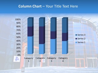 View To Enter To Modern Trade Center With Orange Door PowerPoint Template