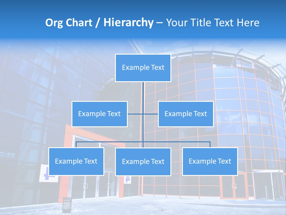 View To Enter To Modern Trade Center With Orange Door PowerPoint Template