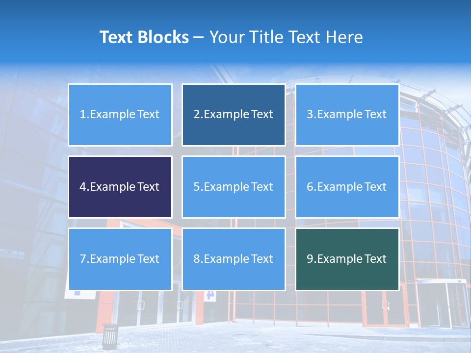 View To Enter To Modern Trade Center With Orange Door PowerPoint Template