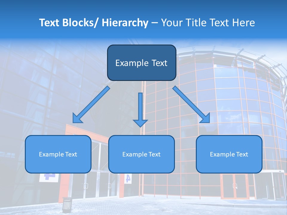 View To Enter To Modern Trade Center With Orange Door PowerPoint Template