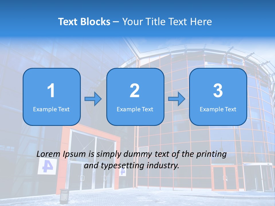 View To Enter To Modern Trade Center With Orange Door PowerPoint Template