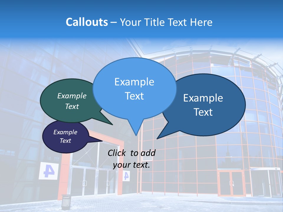 View To Enter To Modern Trade Center With Orange Door PowerPoint Template
