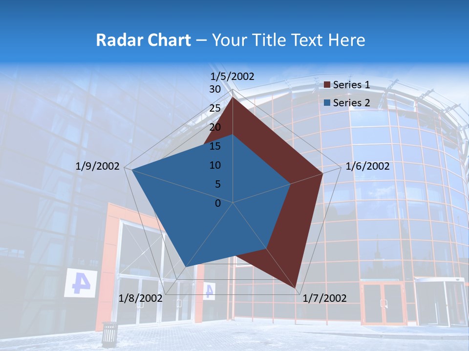 View To Enter To Modern Trade Center With Orange Door PowerPoint Template