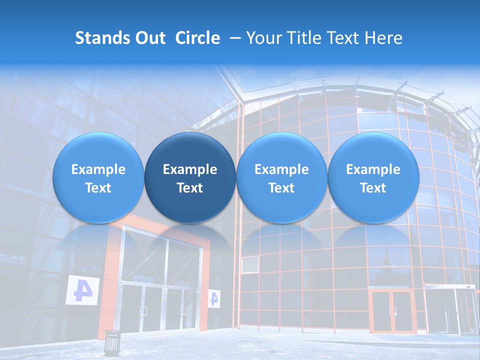 View To Enter To Modern Trade Center With Orange Door PowerPoint Template