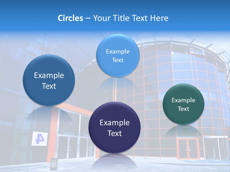 View To Enter To Modern Trade Center With Orange Door PowerPoint Template