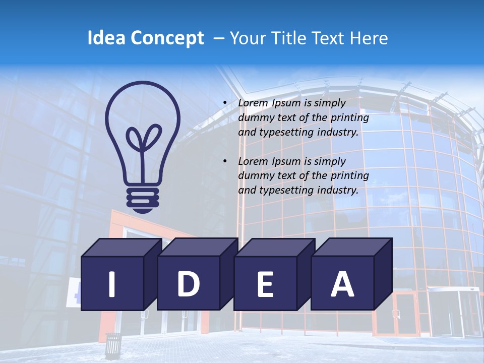 View To Enter To Modern Trade Center With Orange Door PowerPoint Template