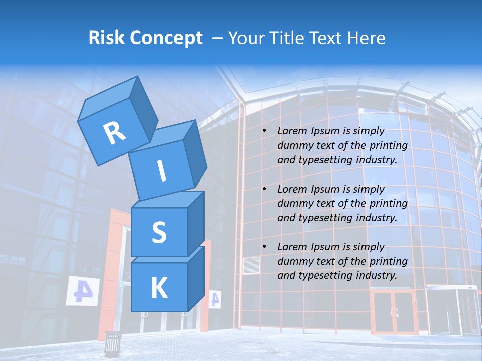 View To Enter To Modern Trade Center With Orange Door PowerPoint Template