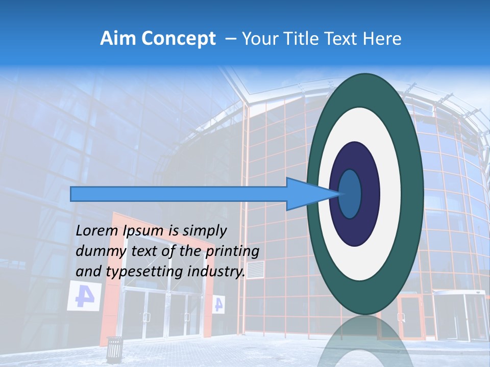 View To Enter To Modern Trade Center With Orange Door PowerPoint Template