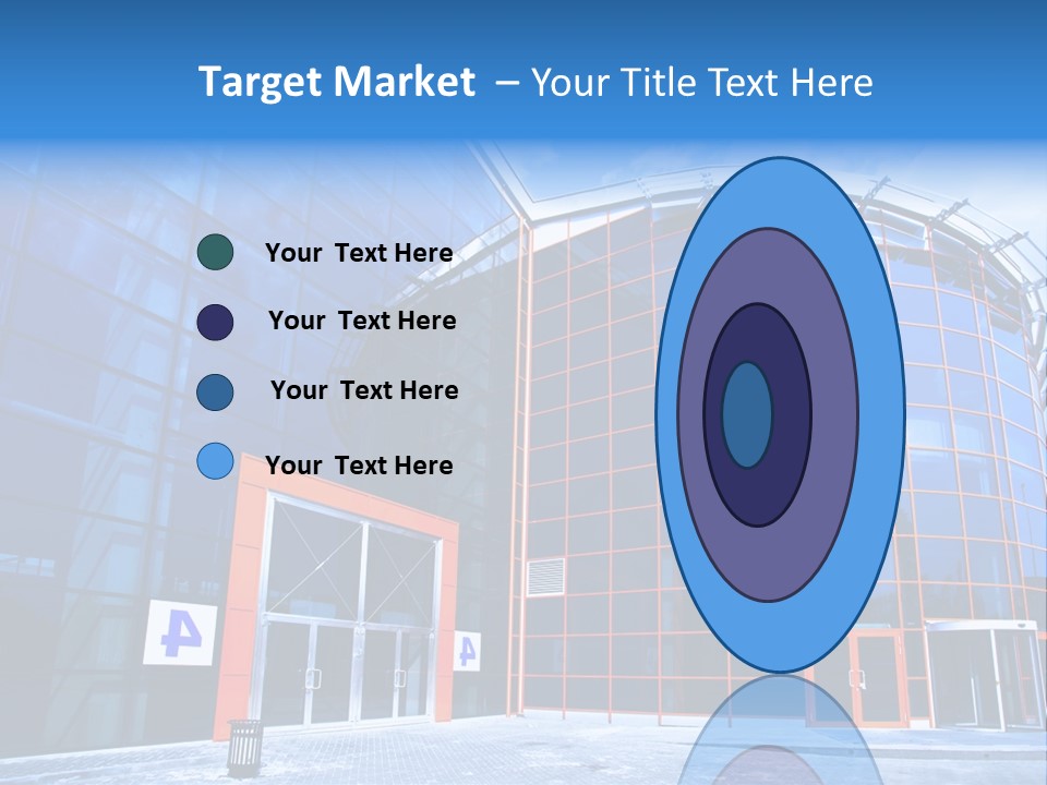 View To Enter To Modern Trade Center With Orange Door PowerPoint Template