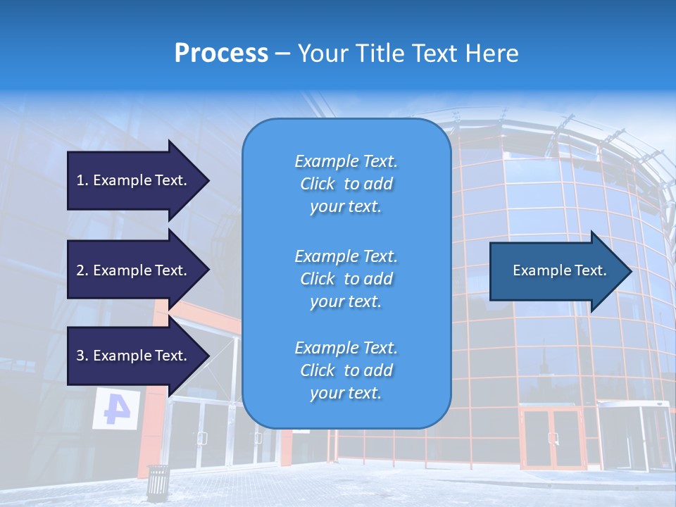 View To Enter To Modern Trade Center With Orange Door PowerPoint Template