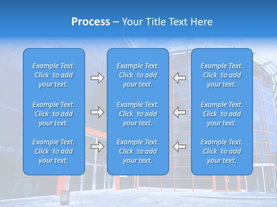 View To Enter To Modern Trade Center With Orange Door PowerPoint Template