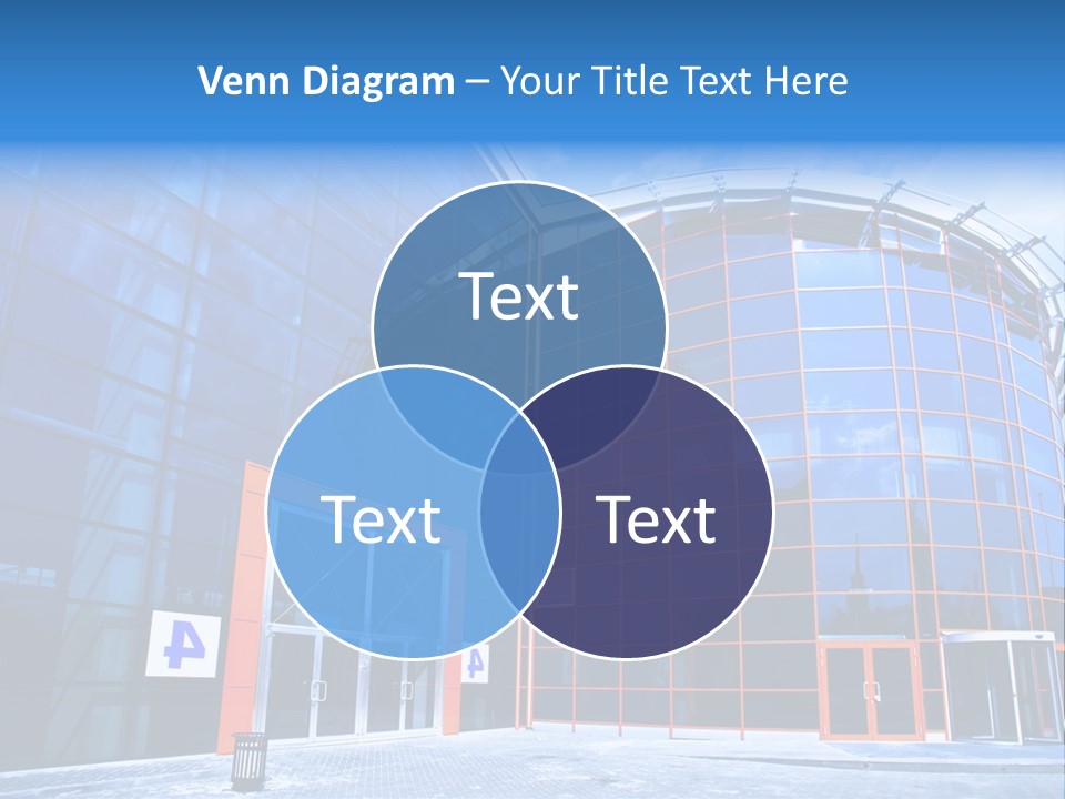 View To Enter To Modern Trade Center With Orange Door PowerPoint Template