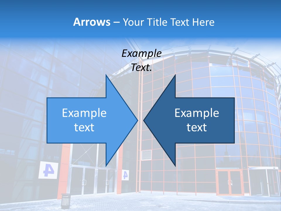 View To Enter To Modern Trade Center With Orange Door PowerPoint Template