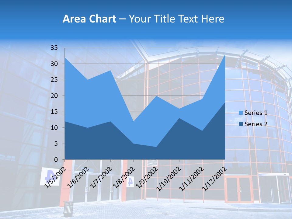 View To Enter To Modern Trade Center With Orange Door PowerPoint Template