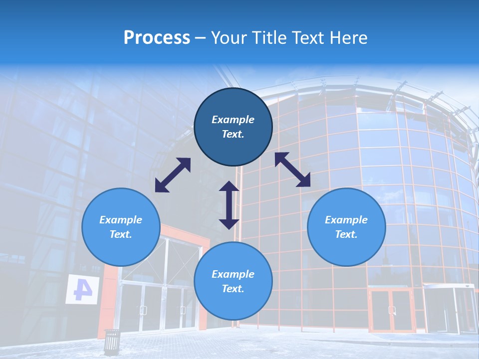 View To Enter To Modern Trade Center With Orange Door PowerPoint Template