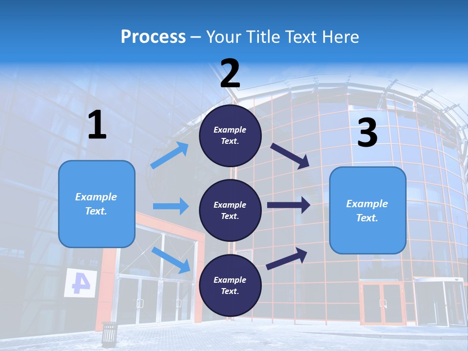 View To Enter To Modern Trade Center With Orange Door PowerPoint Template