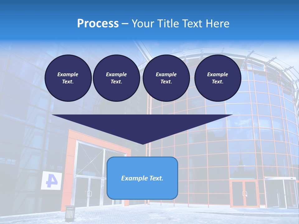 View To Enter To Modern Trade Center With Orange Door PowerPoint Template