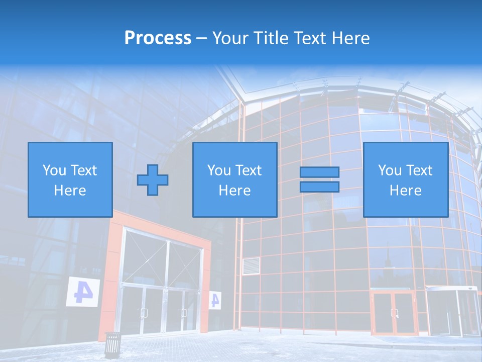 View To Enter To Modern Trade Center With Orange Door PowerPoint Template