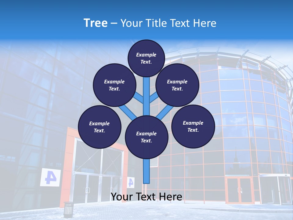 View To Enter To Modern Trade Center With Orange Door PowerPoint Template