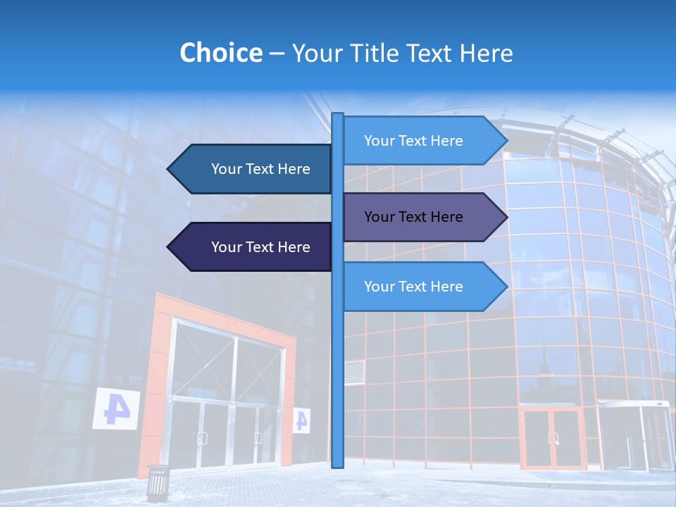 View To Enter To Modern Trade Center With Orange Door PowerPoint Template