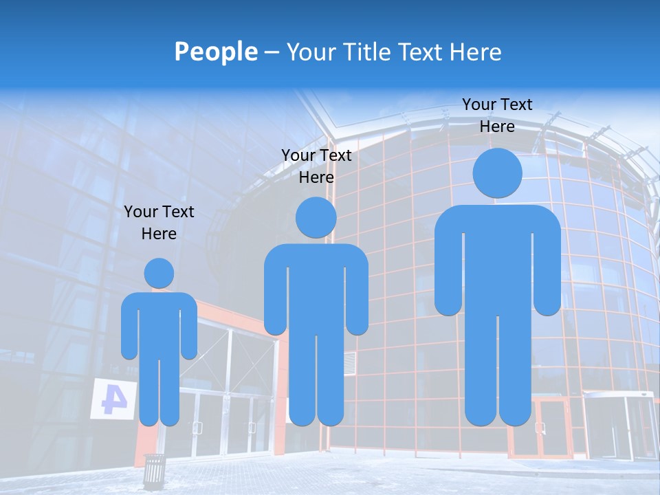 View To Enter To Modern Trade Center With Orange Door PowerPoint Template