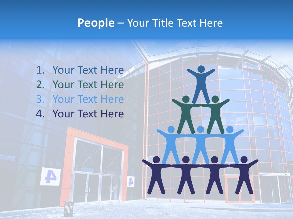 View To Enter To Modern Trade Center With Orange Door PowerPoint Template