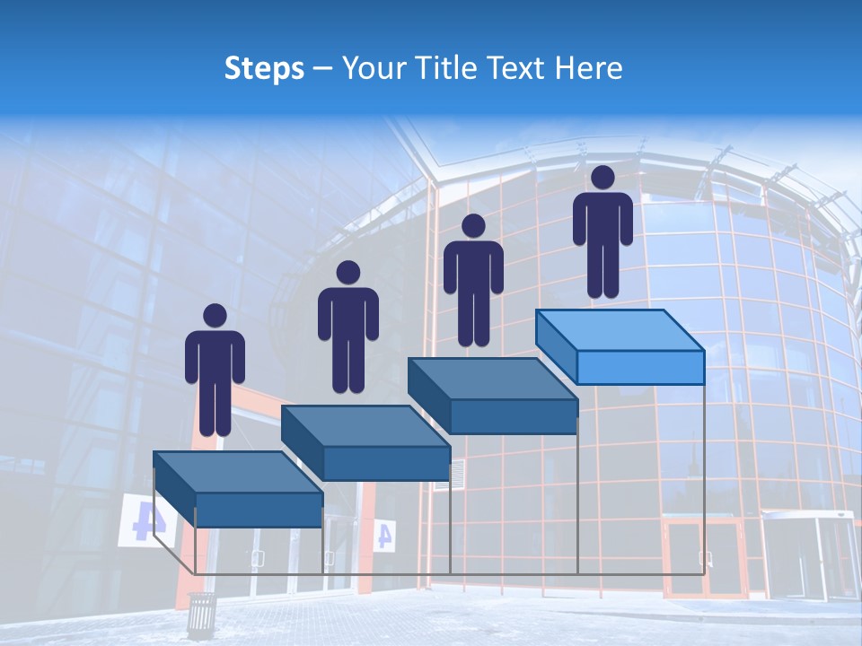 View To Enter To Modern Trade Center With Orange Door PowerPoint Template