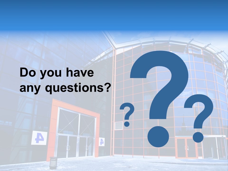 View To Enter To Modern Trade Center With Orange Door PowerPoint Template