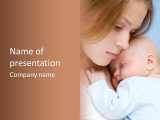 Beautiful Baby Of Three Months Old In His Mothers Hands. PowerPoint Template